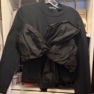 Zara Black Sweater with Bow Detail